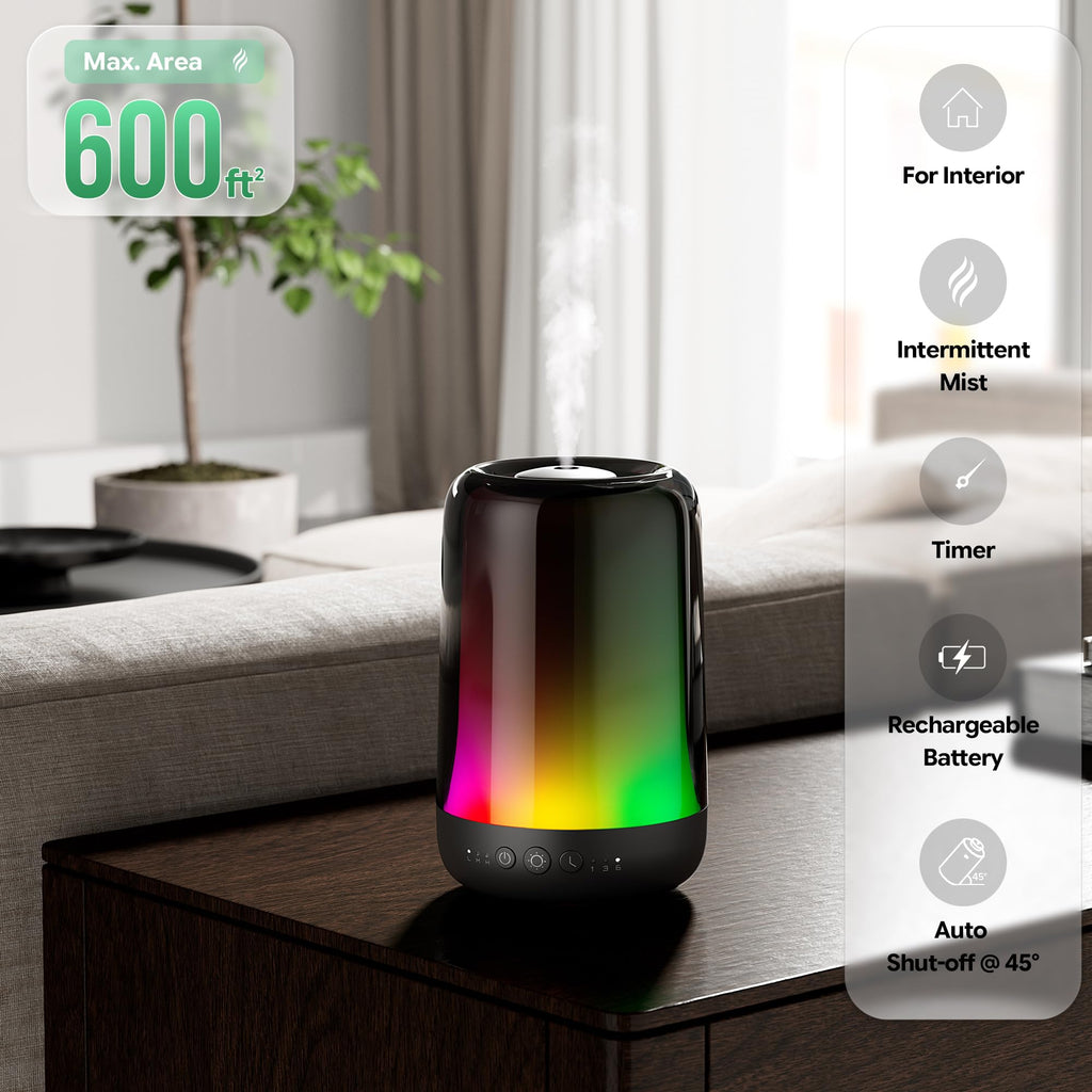 RDG Waterless Oil Diffuser with Rainbow Light, White Starter Kit