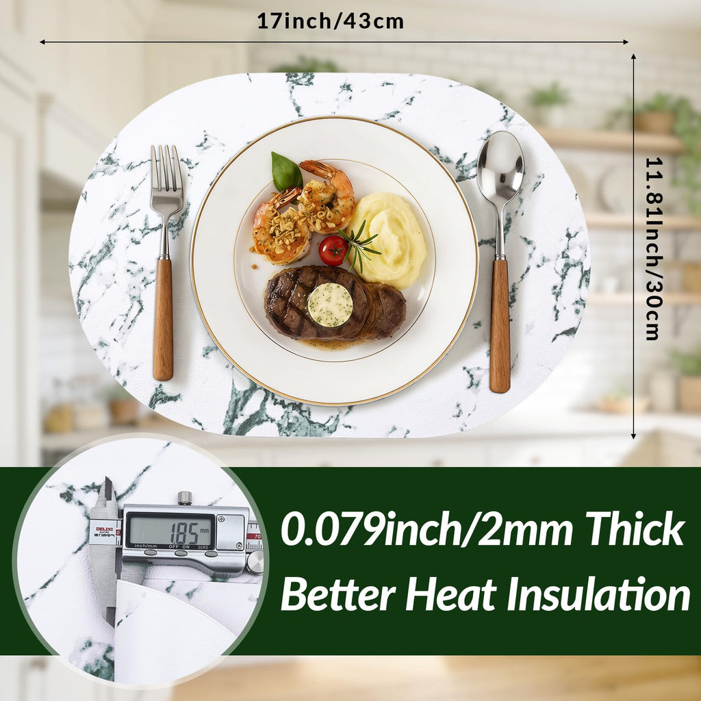 Heat Resistant Oval Placemats Set of 4, Marble