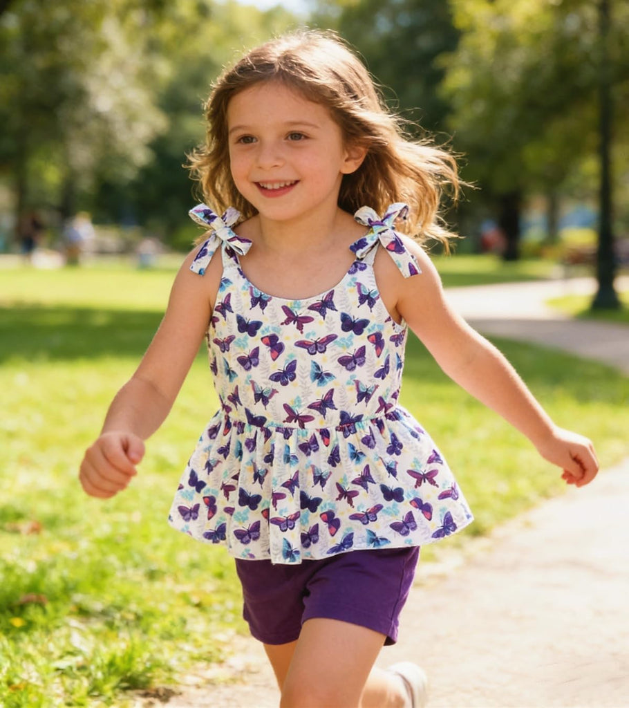 Toddler Girls Clothes Summer Short Set Outfit Tie Knot Shoulder Sleeveless Ruffle Tops and Shorts 2PC Clothing Set