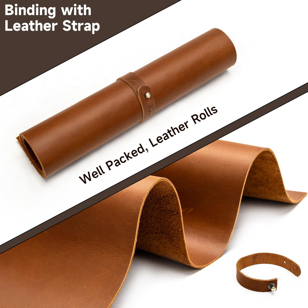 12''X24'' Genuine Leather Sheets - Tooling Leather Fabric Pieces for Crafts, Full Grain Leather Hide Material(Brown