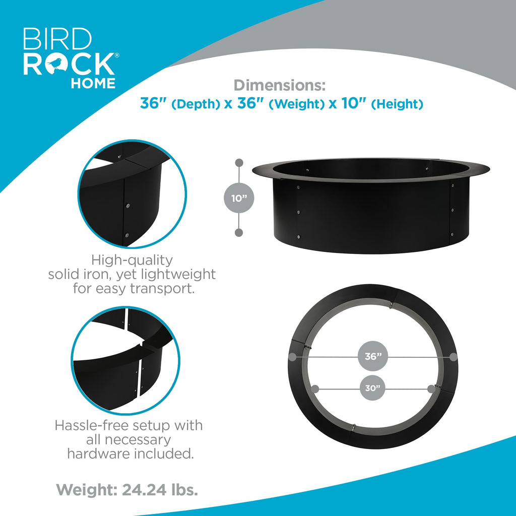 Outdoor Fire Ring, Black, 30"