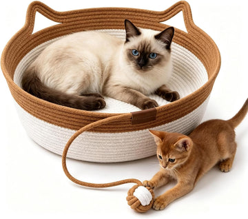 Large Instinct Basket for Cats Rope Cotton Handwoven Cat Basket