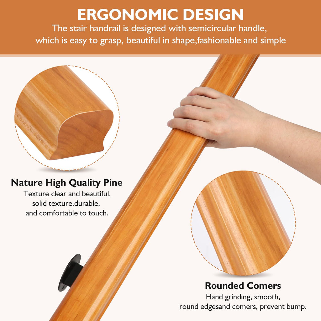 3FT Solid Wood Stair Handrail for Indoor | Casa Home Living