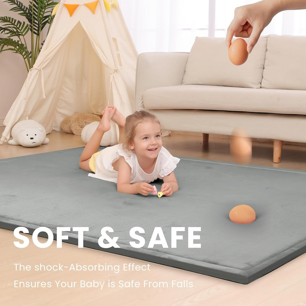 Ultra Soft Baby Play Mat for Floor,1.3" Thick Elasti-Foam 50x50 Playpen Mat for Toddlers Infant kids,Non-Slip Backing