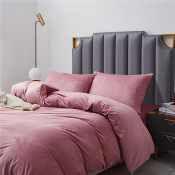 Crystal Velvet Duvet Cover Set Blush Pink Soft Warm Flannel Bedding