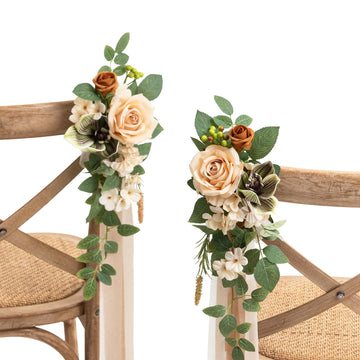 8pcs Wedding Artificial Aisle Pew Flowers, Apricot Sage