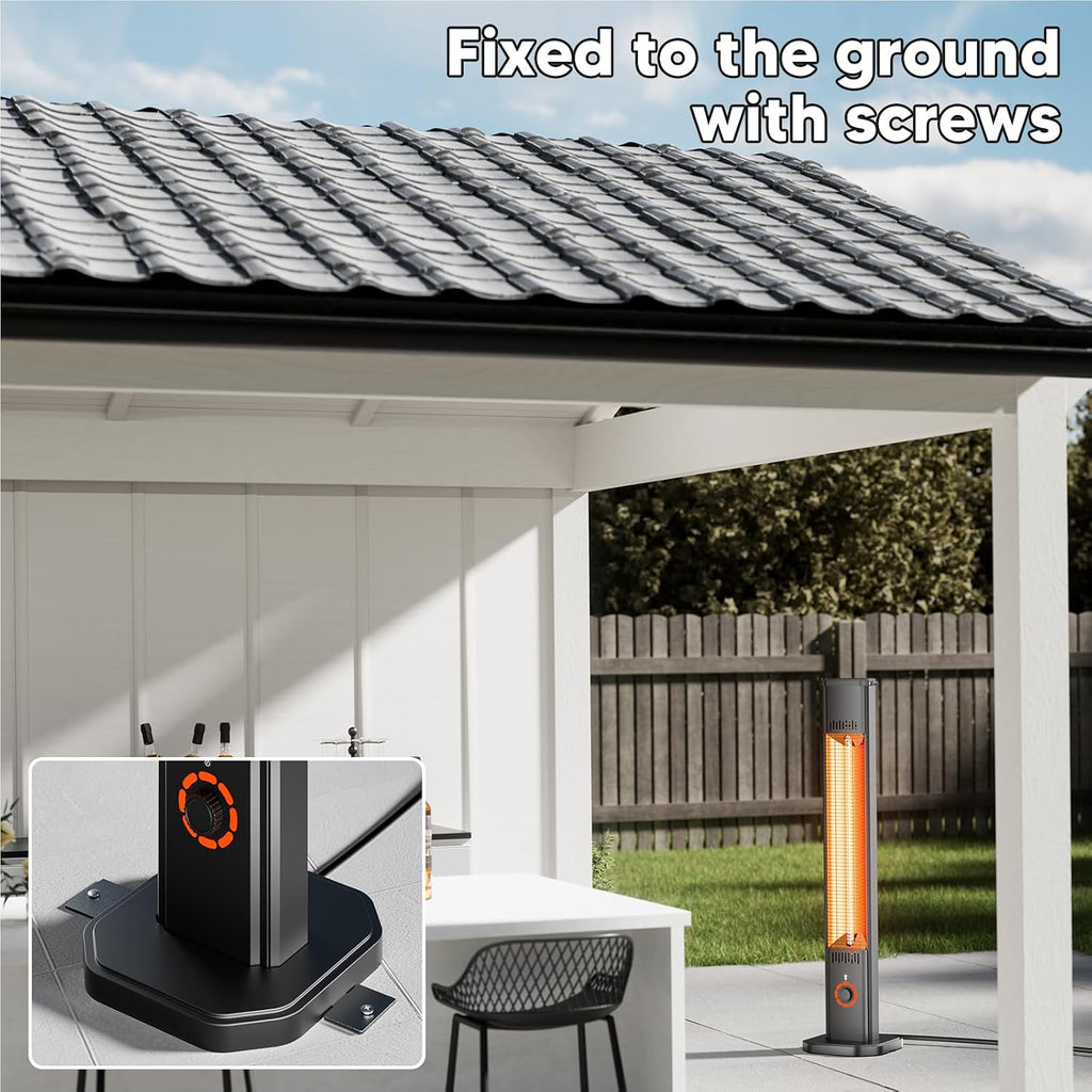 Outdoor Heater 1500W, 8H Timer, Waterproof, Infrared Electric Wall-Mounted Patio Heater, 8 Levels Heating for Garage