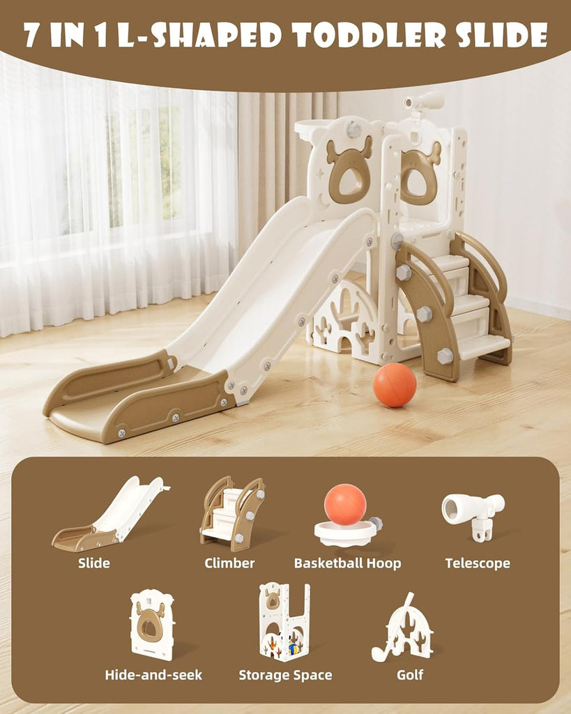 7 in 1 Toddler Slide, Kids Indoor Slide for Toddlers 1-3