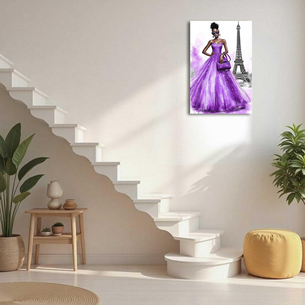 Paris Wall Black Woman Pictures Black White Eiffel Tower Paintings African American Canvas Prints Fashion Black Girl