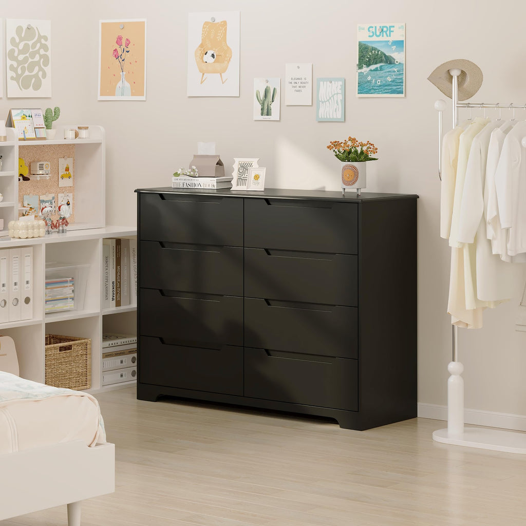 8 Drawer, 47" Wide White, Black
