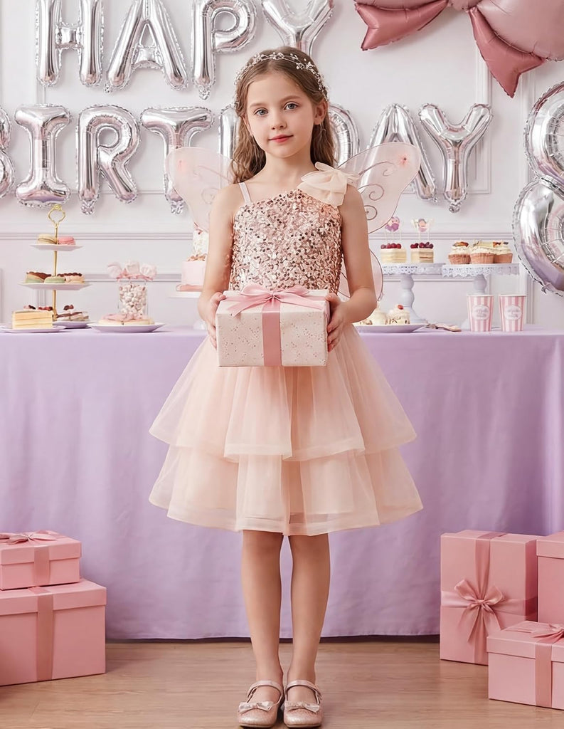 Girls Party Sequin Formal Dress Birthday Dance Graduation Sparkly Pageant Dresses Wedding Flower Girl Dress