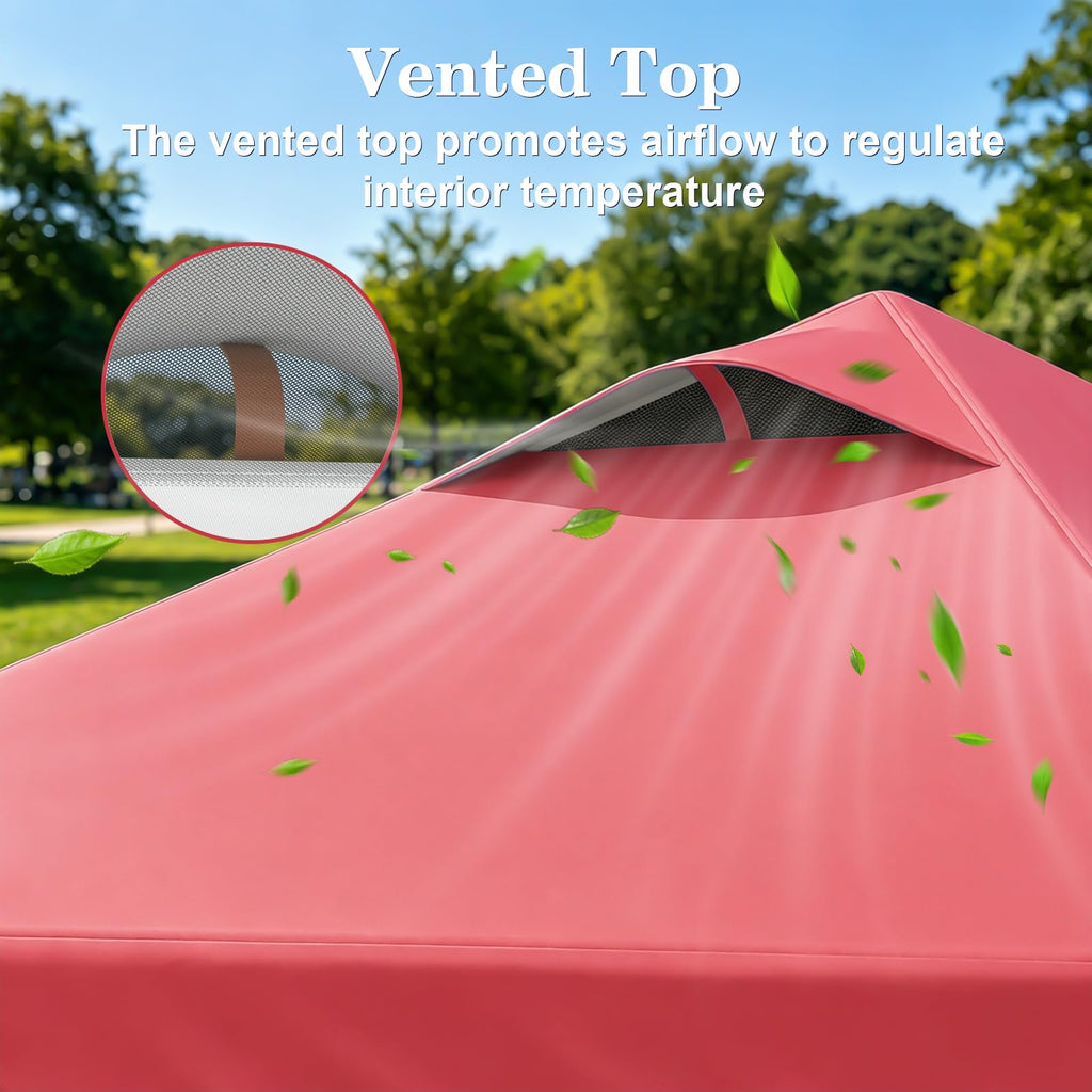 10x10 Pop Up Canopy with Sidewall, One Push Easy Setup, Red