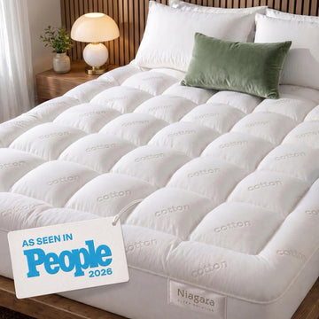 100% Cotton Top Cooling Mattress Topper - King Size | Cloud-Like Mattress Pad, Breathable, 20" Deep Pocket, Back Pain