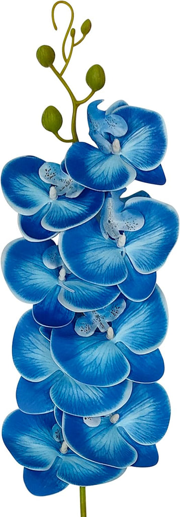 Blue Orchid Artificial Flowers Real Touch, 32'' Artificial Fake Faux Silk Orchid Stem Bouquets for Wedding - Set of 6