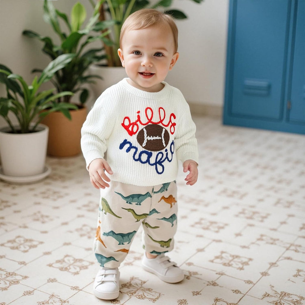 Baby Boy Girl Football Sweater Sports Pullover Game Day Sweatshirt