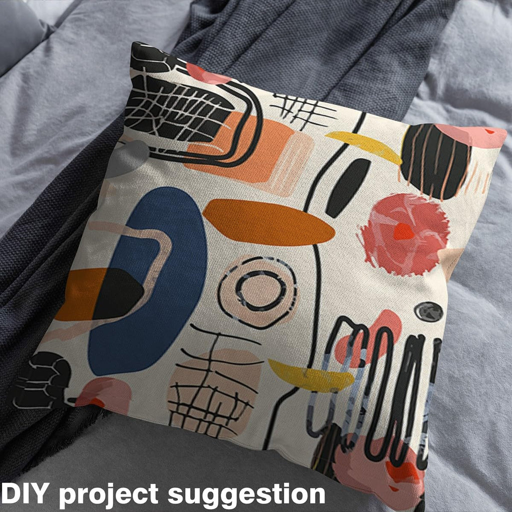Geometric Abstract Art Fabric By The Yard, Modern Inspiration Upholstery Fabric, Circles Lines Paintings Quilt Fabric