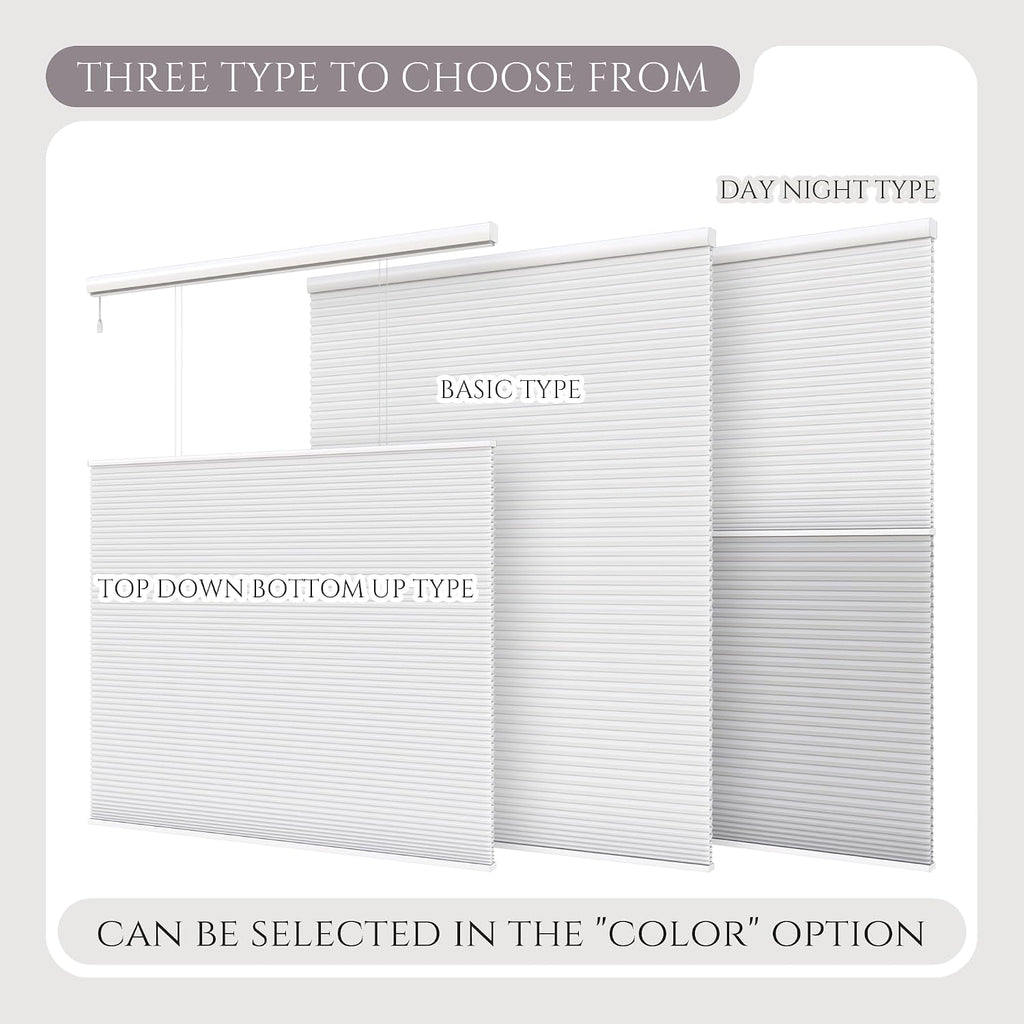 Motorized Top Down Bottom Up Cellular Shades, Smart Electric TDBU Honeycomb Blind with Remote, Blackout or Light