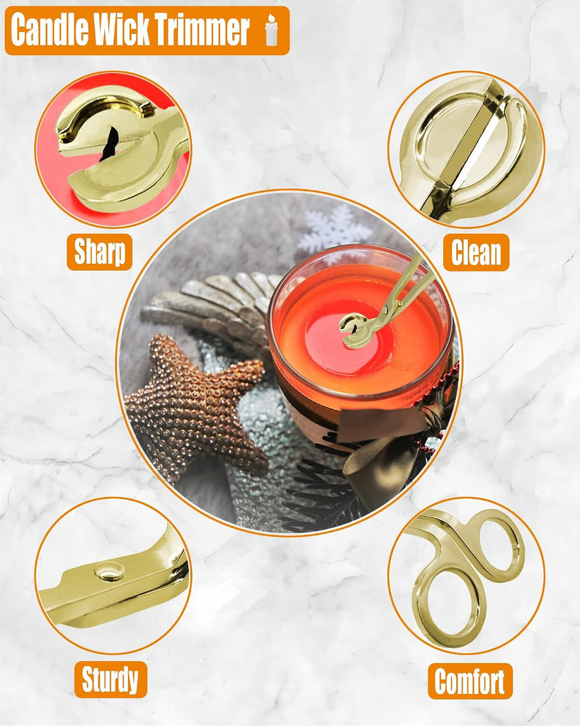 4 in1 Candle Accessory Set with Storage Tray Plate, Candle Wick Trimmer, Candle Wick Snuffer, Candle Wick Dipper