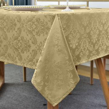 Jacquard Tablecloth Rectangle 60 x 120 Inch, Gold
