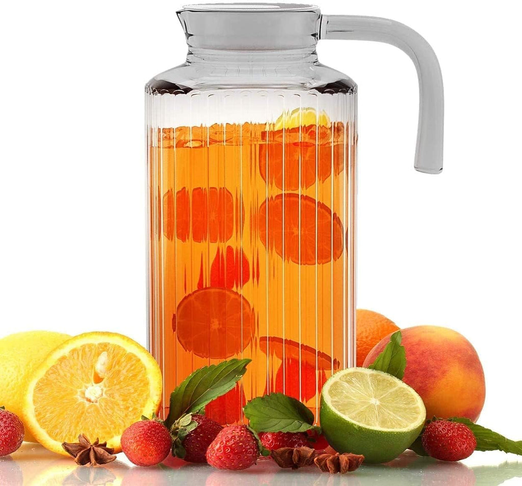 Fridge Pitcher - 60 OZ. Glass Water Fridge Pitcher with Lid By Practical and Easy to use Fridge Pitcher Great for