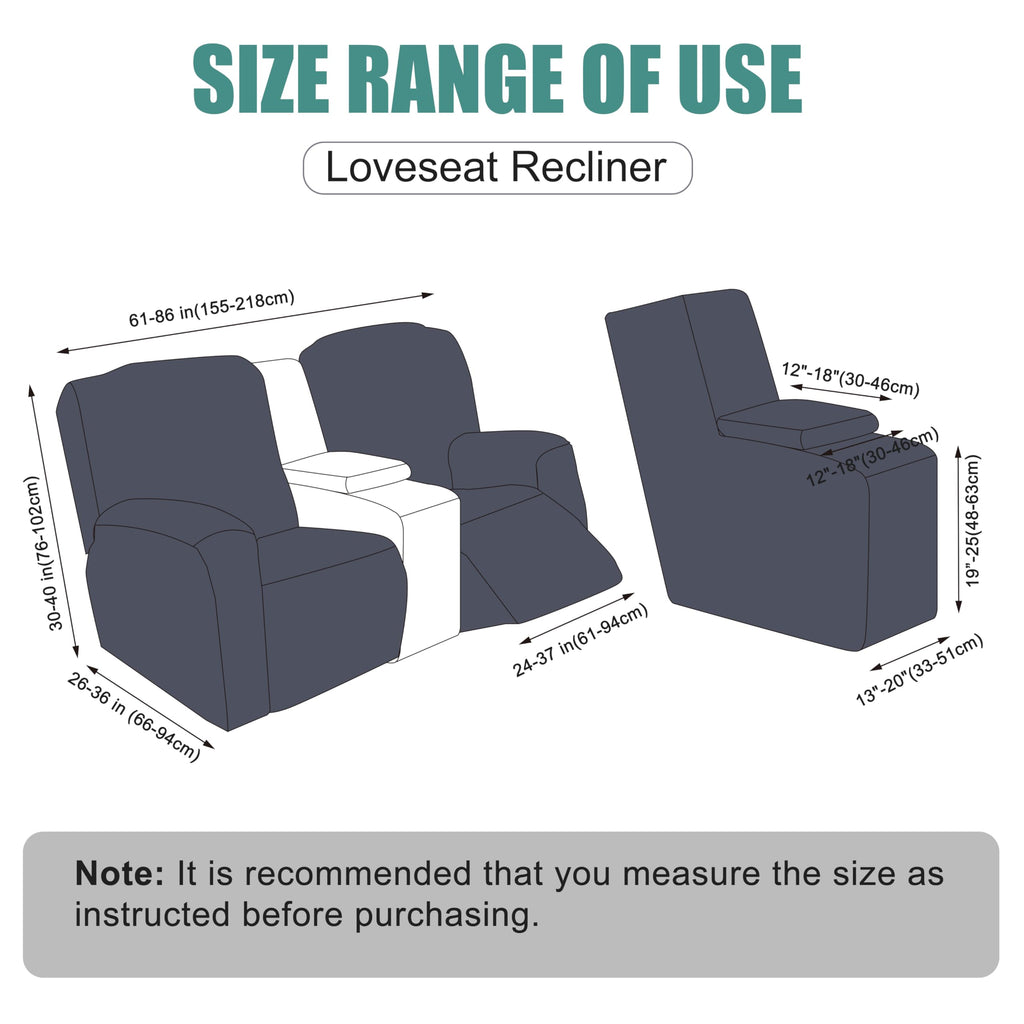 Recliner Loveseat Covers with Console, 2 Seater, Beige