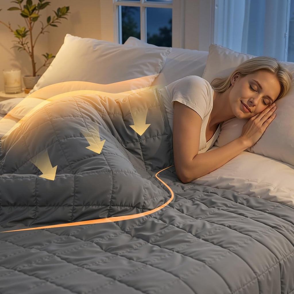 Weighted Blanket for Adults,Soft Heavy Blanket Machine Washable for Fall, Bedding &Napping with Premium Glass Beads