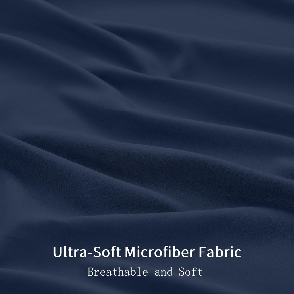 Comforter Set 7 PCS, Navy Blue Bed Set, Soft Bed in a Bag
