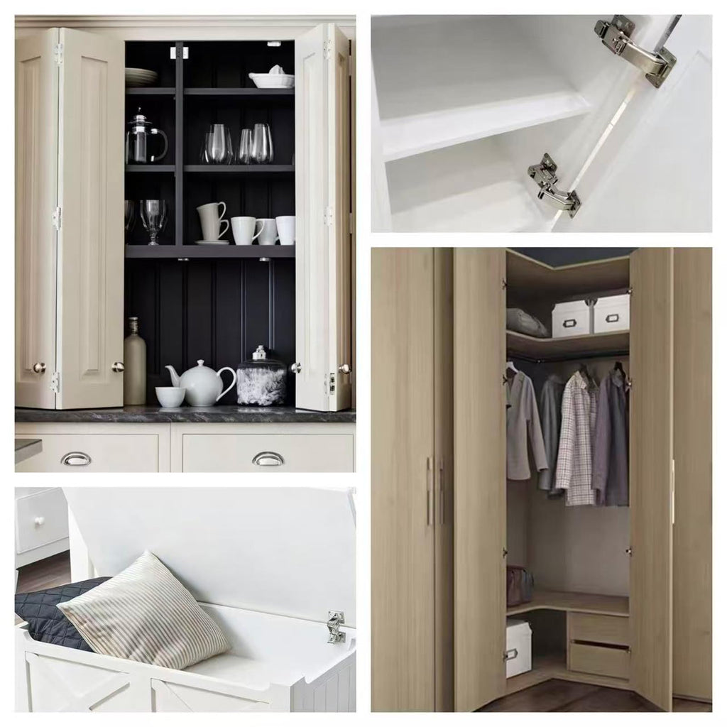 1 Pair 175 Degree Frameless Soft Close Cabinet Hinges, Heavy Duty Hidden Hydraulic Lazy Susan Hinges Concealed for