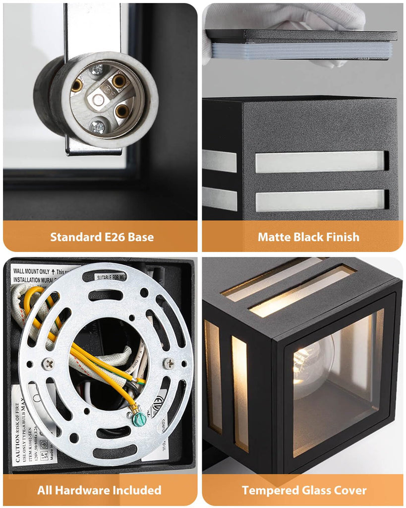 Dusk to Dawn Outdoor Light, Modern Outdoor Wall Lights with LED Bulbs Includes [ETL Listed]