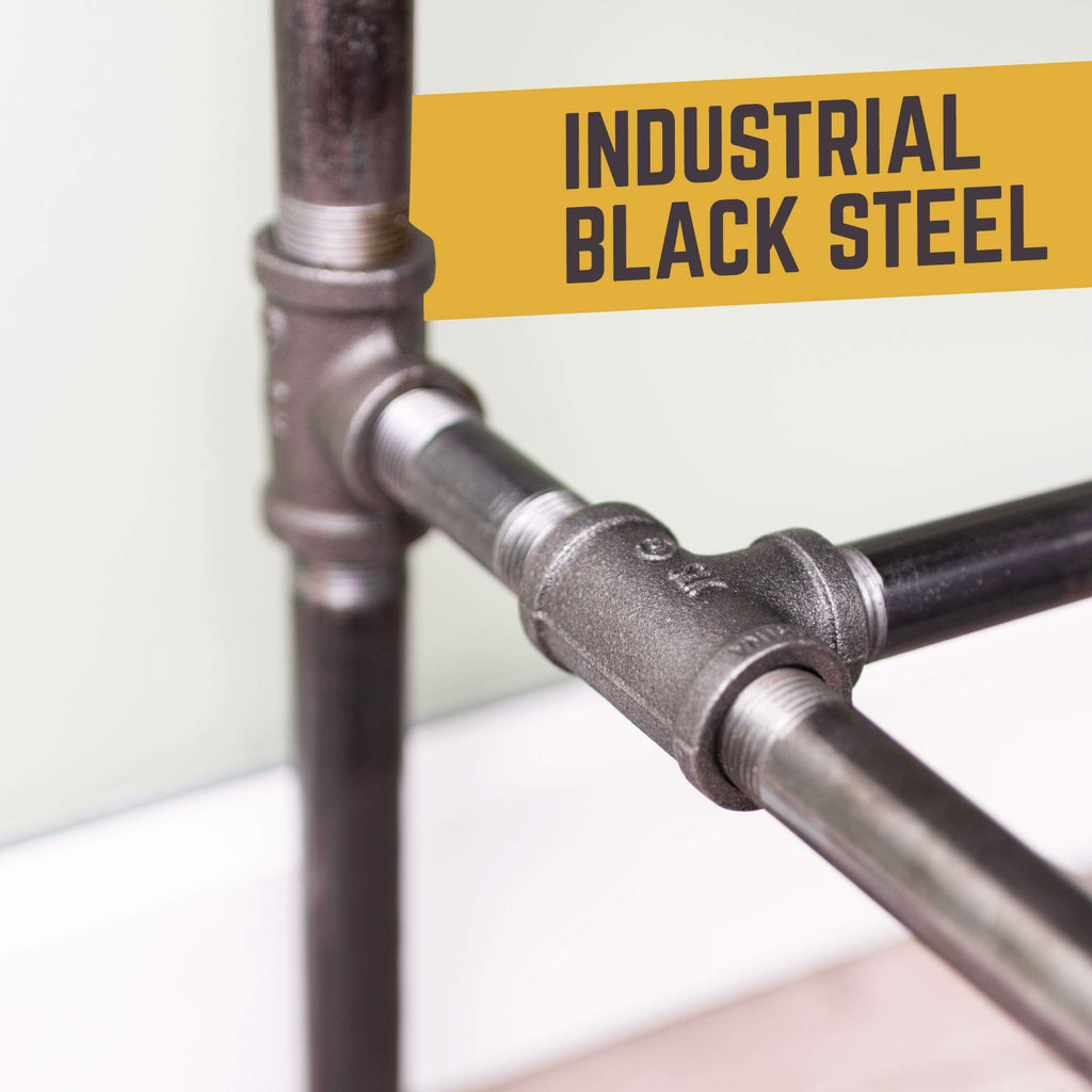Industrial Pipe Desk Leg Set, Modern Home Office Table Writing or Computer Base Kit, Dark Grey Black Rough Pipes