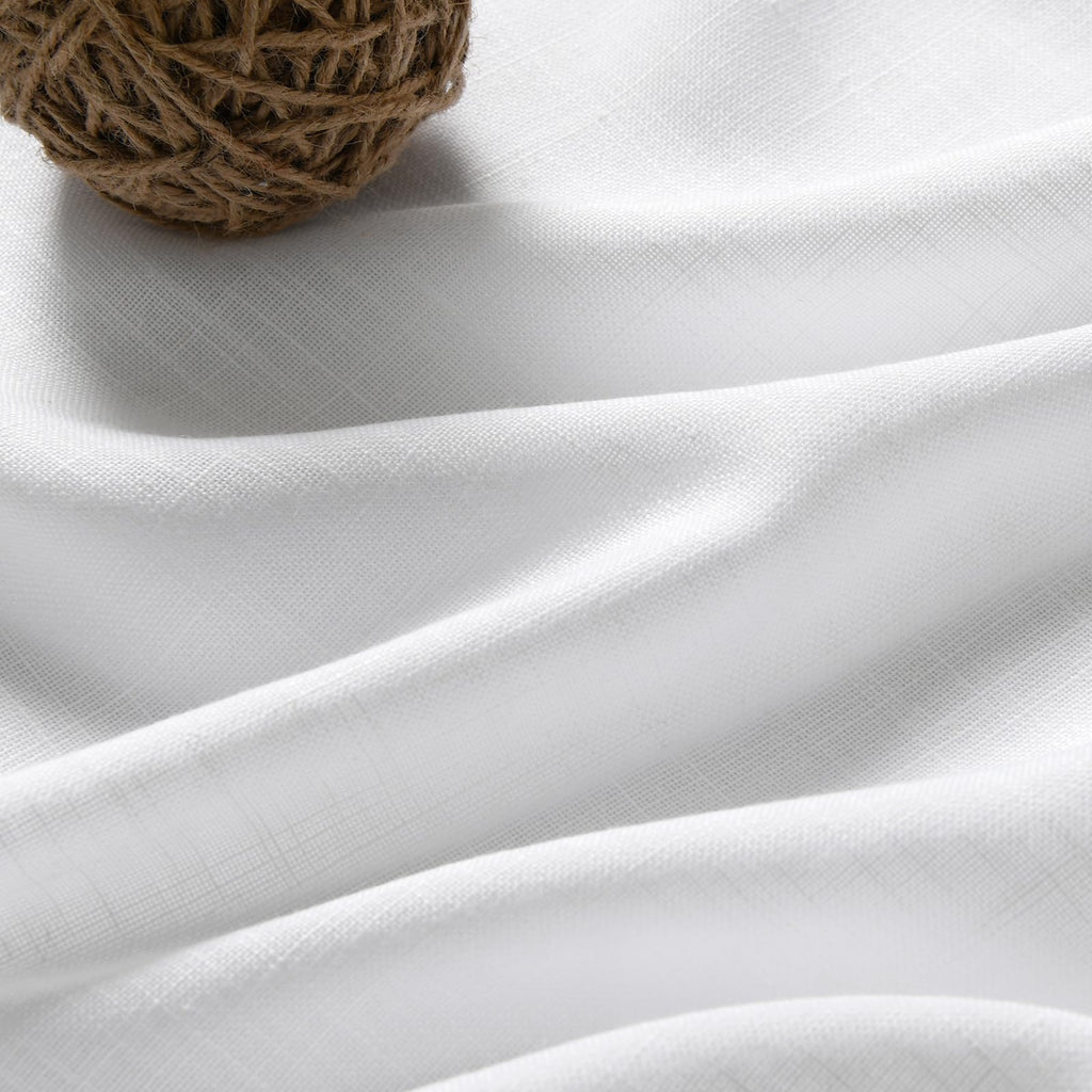 White Linen Curtains 112 Inches Long Extra Long Back Tab Curtains Farmhouse Light Filtering Semi Sheer Linen Drapes