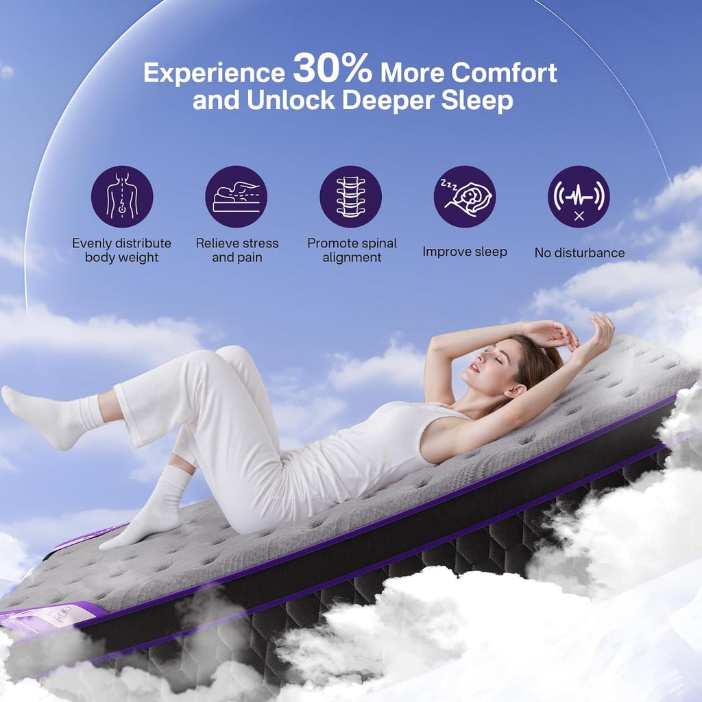 (Luxury Hotel) 16 Inch King Size Hybrid Mattress in a Box, Medium Firm | (2026 Upgraded) Mattress with Cooling-Gel