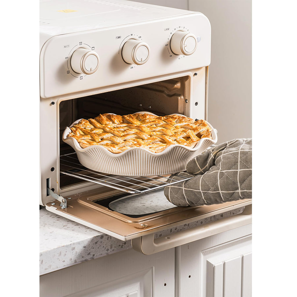 Ceramic Deep Pie Pan for Baking, 11 inch Porcelain Pie Dish for Apple Pie, Oven & Dishwasher Safe, Farmhouse Decor
