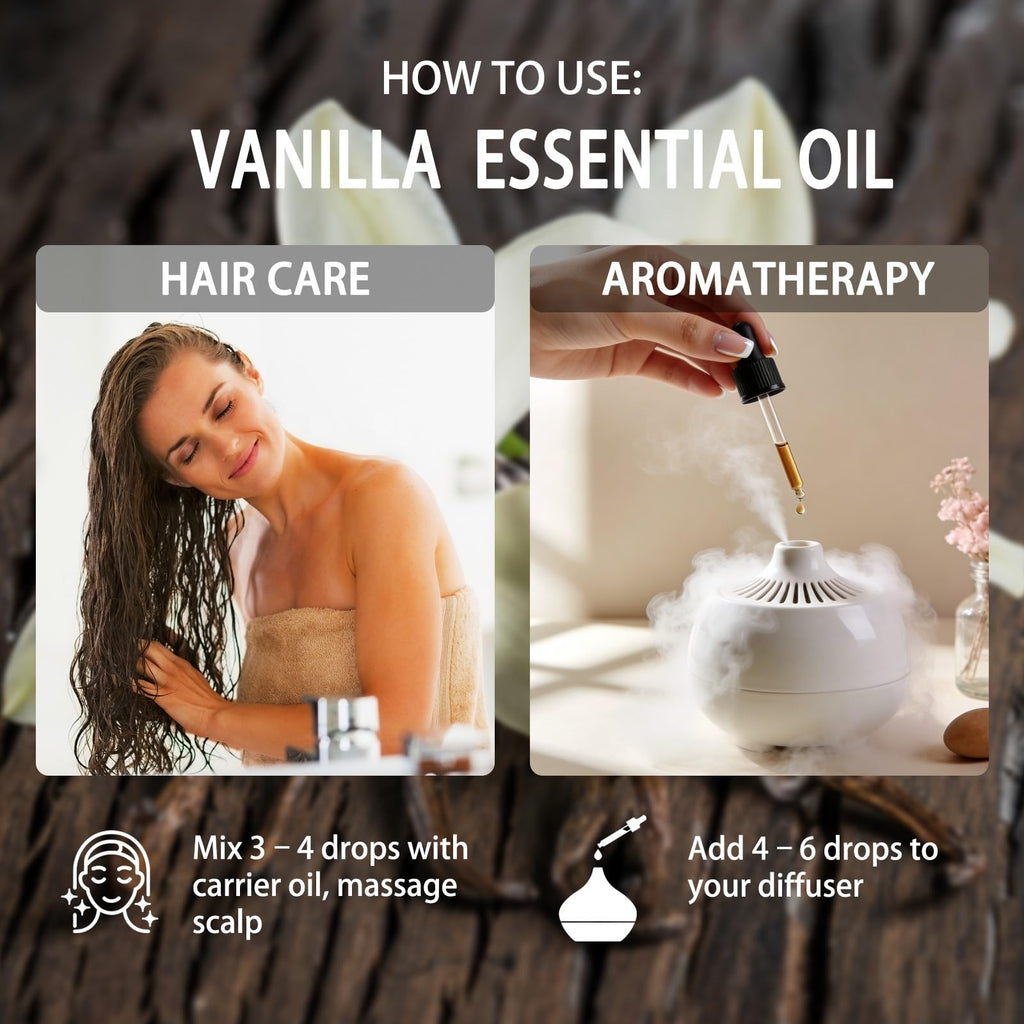 Vanilla Essential Oil, for Diffuser Aromatherapy Skin DIY Candle Soap Making