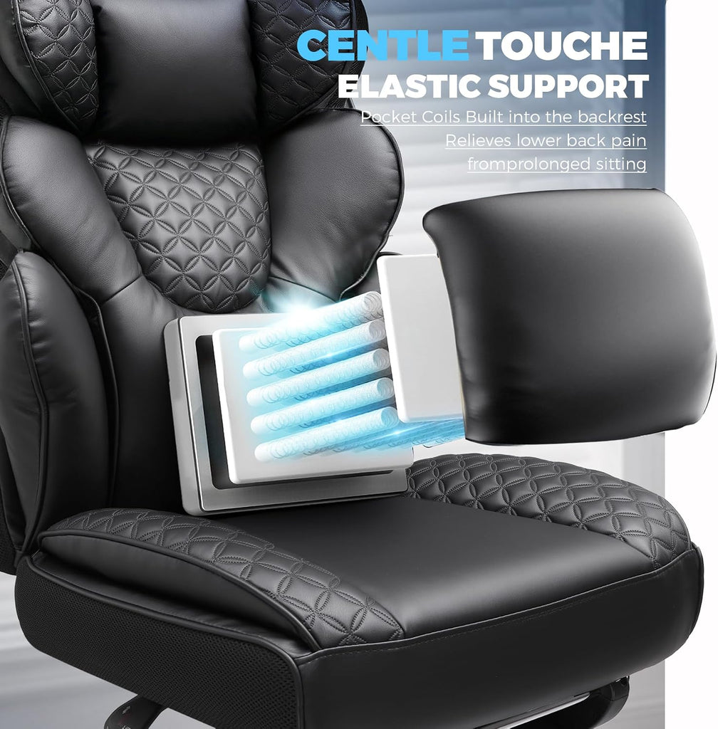Big and Tall Gaming Chair Ergonomic Heavy Duty Office Chair Racing Seat with Adjustable Lumbar Pillow Footrest 150°