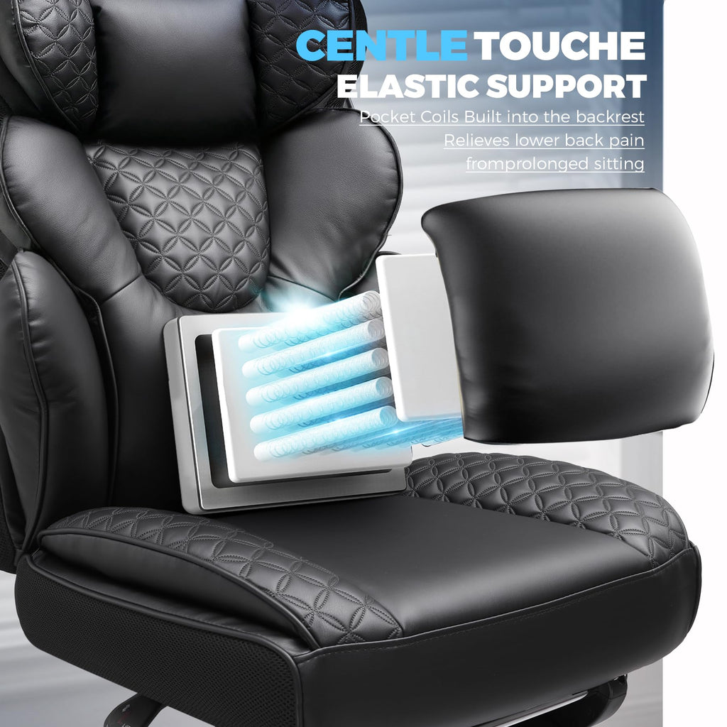 Big and Tall Gaming Chair Ergonomic Heavy Duty Office Chair Racing Seat with Adjustable Lumbar Pillow Footrest 150°