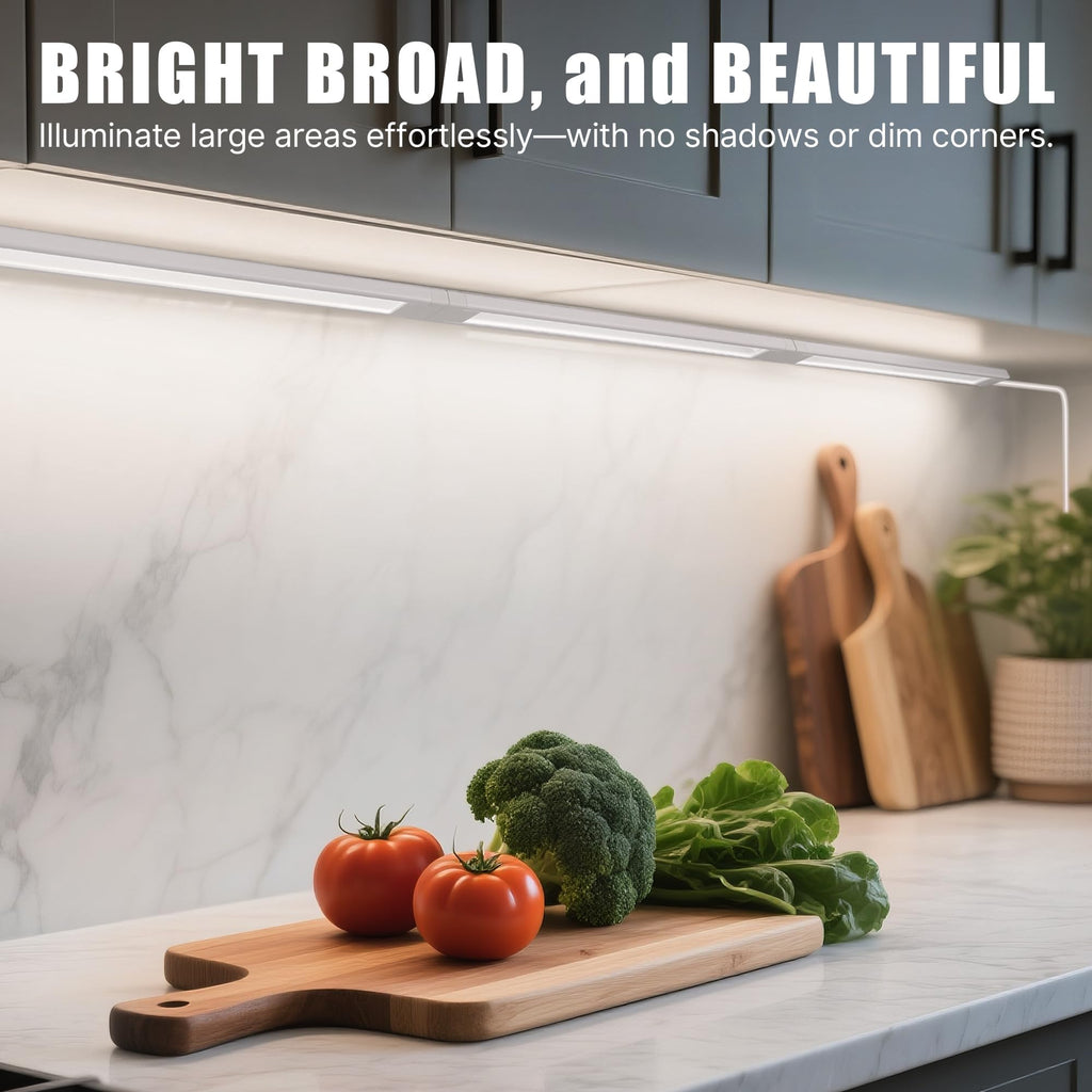 2 Pcs 14inch Plug in Under Cabinet Lighting, 6500k Bright White LED Under Counter Wired Lights