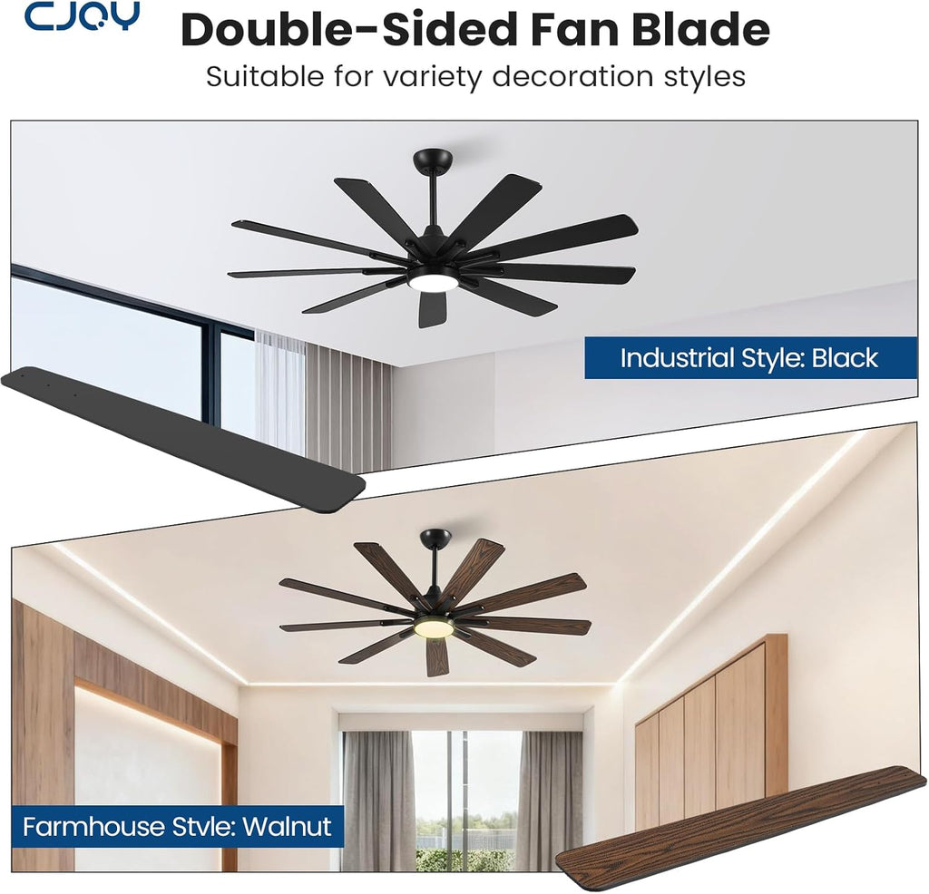 62" Ceiling Fan with LED Light and Remote - Black & Walnut
