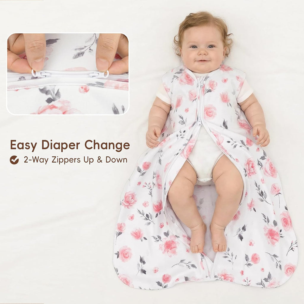 3 Pack 100% Organic Cotton Baby Sleep Sack, Ultra Soft Baby Wearable Blankets with Way Zipper, Comfy