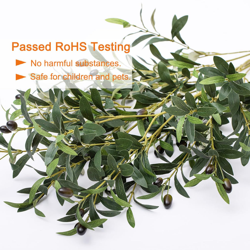 39 Inch Artificial Olive Branch Greenery Stems Fake Plants with 222 Leaves for Vase Faux Olive Branches Home Decor