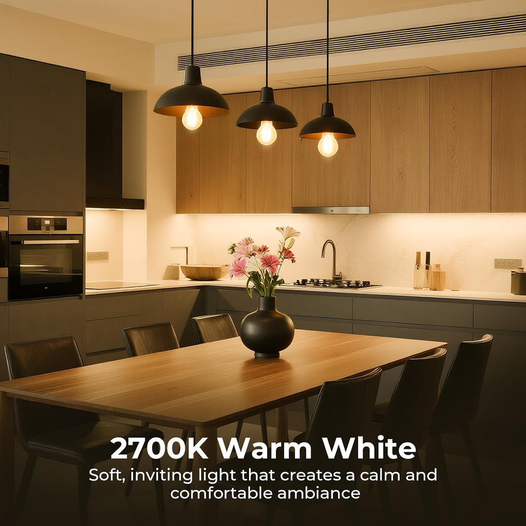 A19 E26 LED Light Bulbs 60 Watt Equivalent, Dimmable Edison Bulbs 2700K