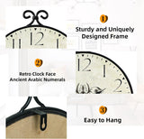 Farmhouse Wall Clock, 17H×13.4D Inch, Wrought Iron Frame with Warm Gray Finish