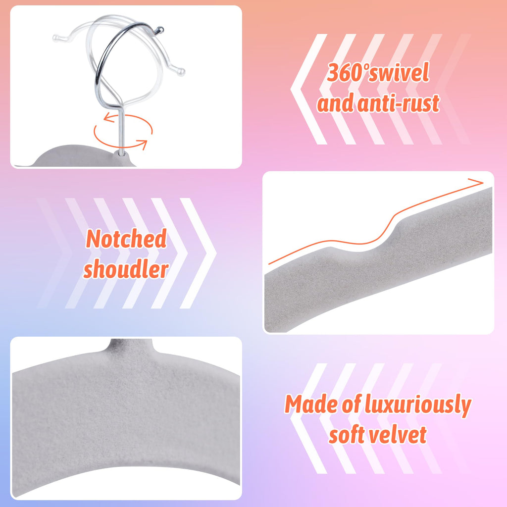 Velvet Hangers 30 Pack, Non-Slip Slim Felt Hangers Multicolor