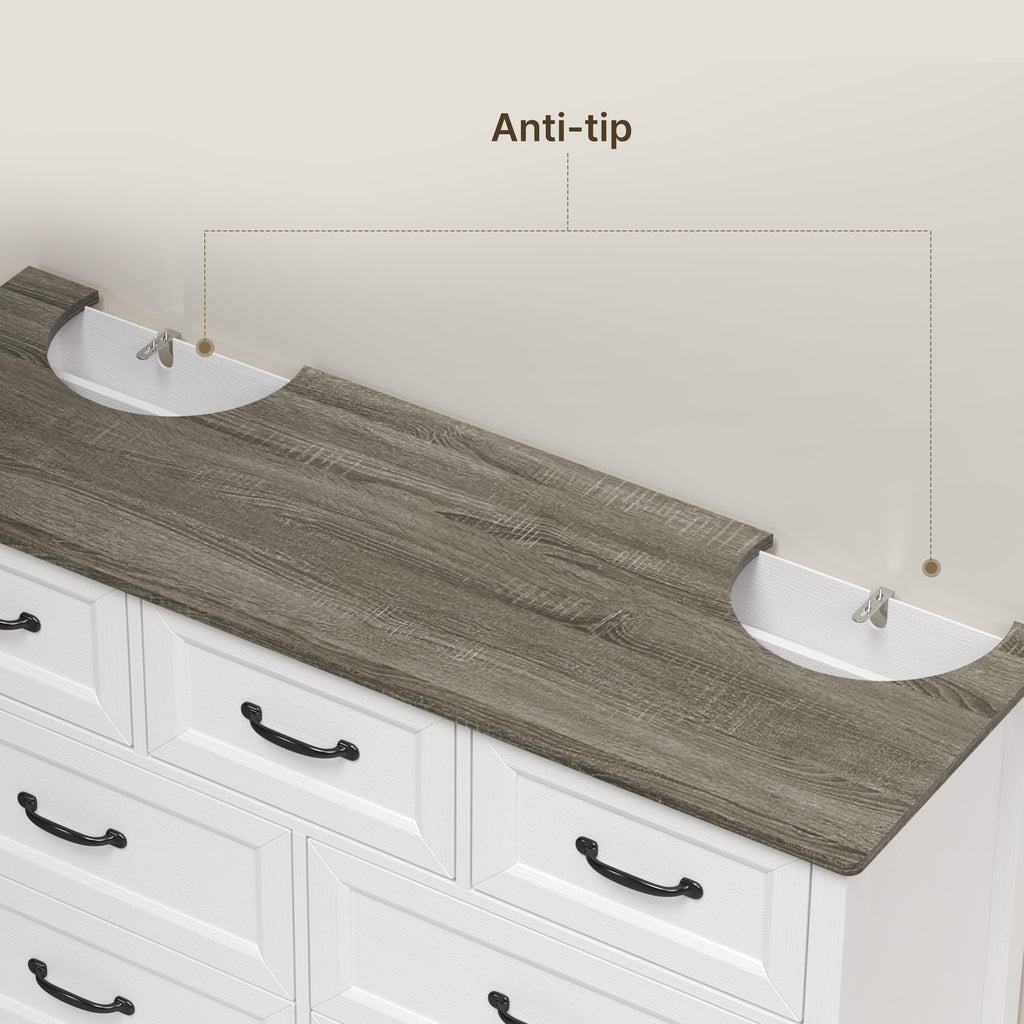 White with 7 Drawers, 47" W Chests of Drawers