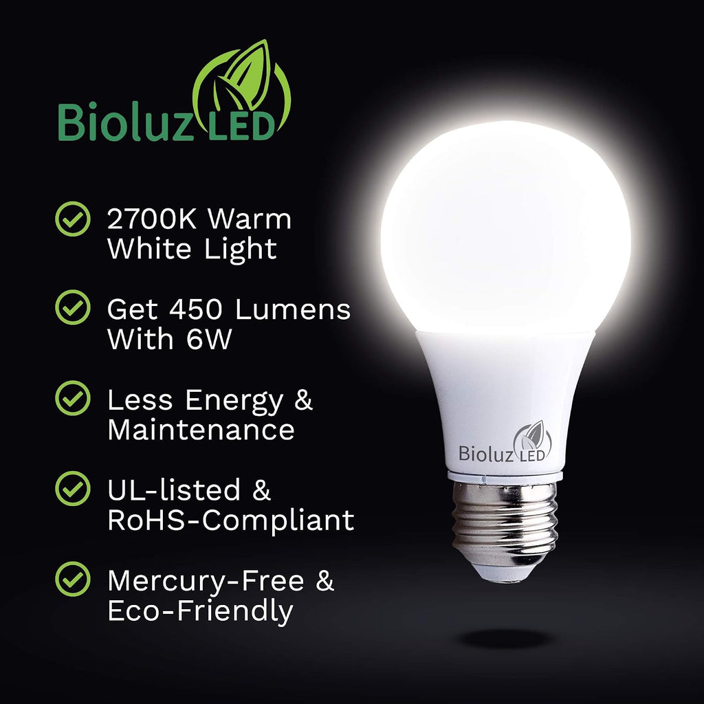 40W LED Light Bulb A19 2700K Warm White Standard E26 Base Indoor Outdoor Home Decor Energy Efficient Long-Lasting
