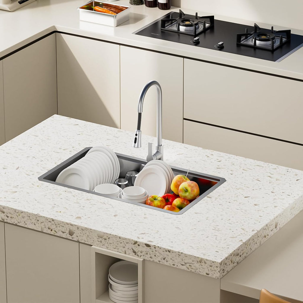 30" Undermount 18 Gauge 304 Stainless Steel Single Bowl Kitchen Sink with Accessary in 30"Lx18"Wx10"D