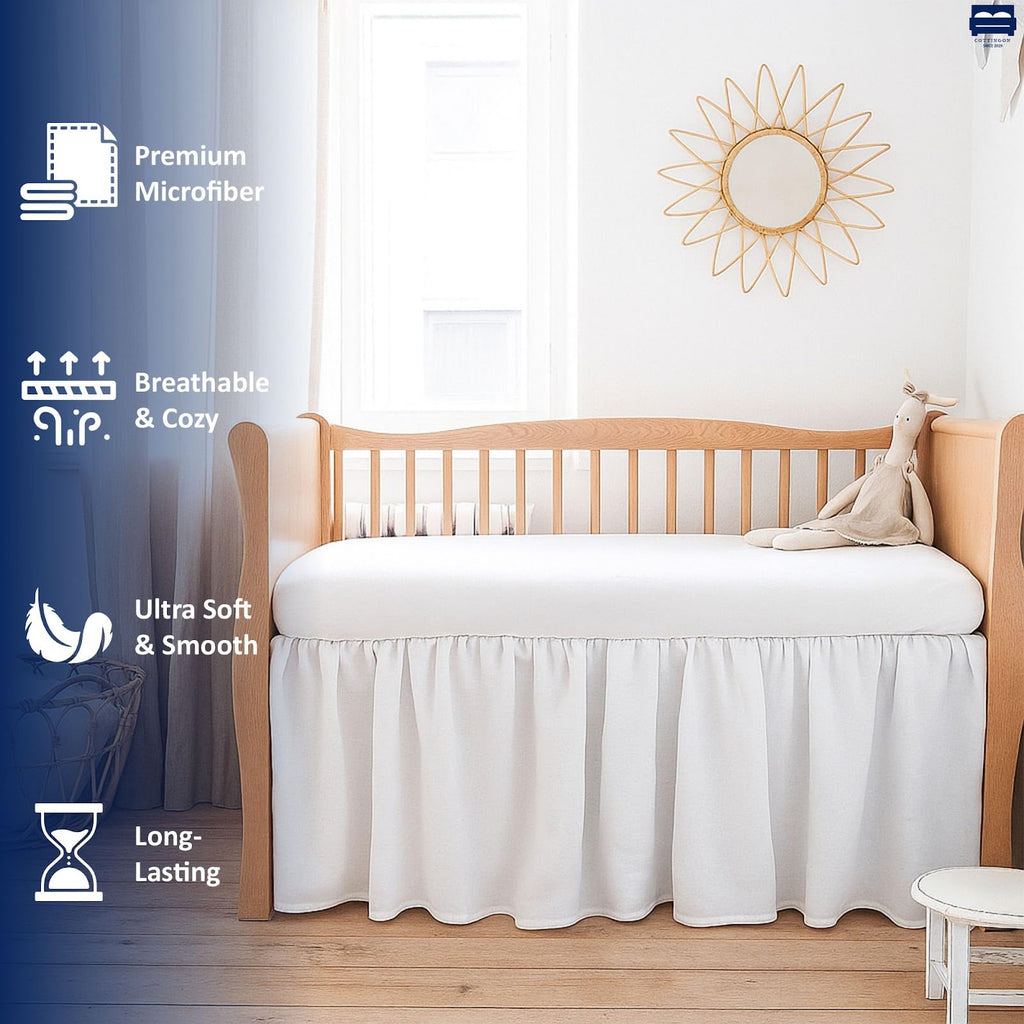 Crib Bed Skirt, Toddler Bedding Dust Ruffle, Brushed Microfiber Crib Skirt with 14" Drop, Fits Standard Crib and