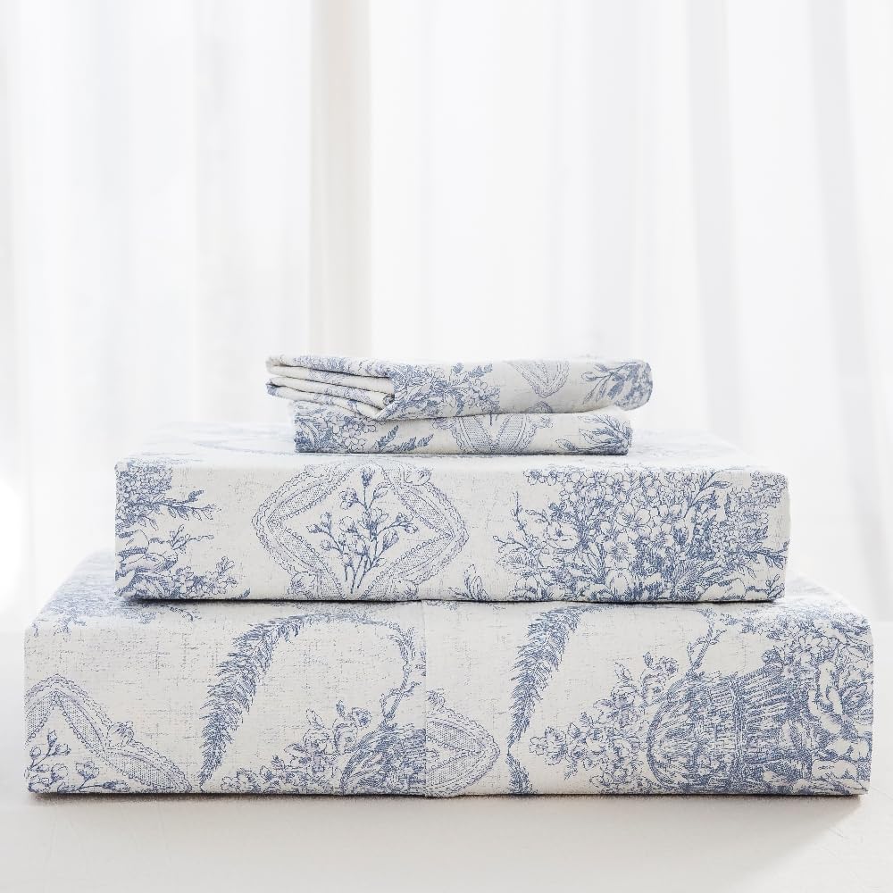 100% Cotton Bedding Printed Sheets Set. Up to 14" Deep Mattress, Farmhouse Country Cottage Pattern Bedlinen
