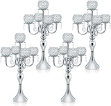 5 Arm Elegant Crystal Candle Holder,Candlestick, 22 Inch Tall Candle Holder Table Candelabra Event Party Table