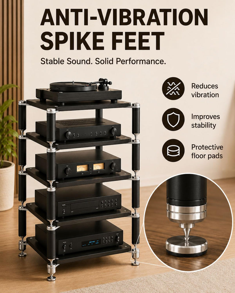 5-Tier HiFi Audio Rack, Audio Component Stand Black